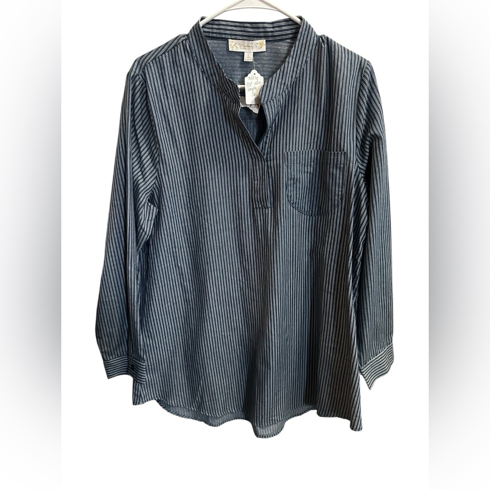 Weekends Suzanne Beto oversized Striped Blue Tunic size large